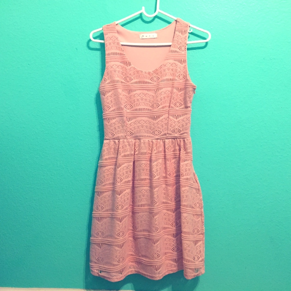 peach lace dress